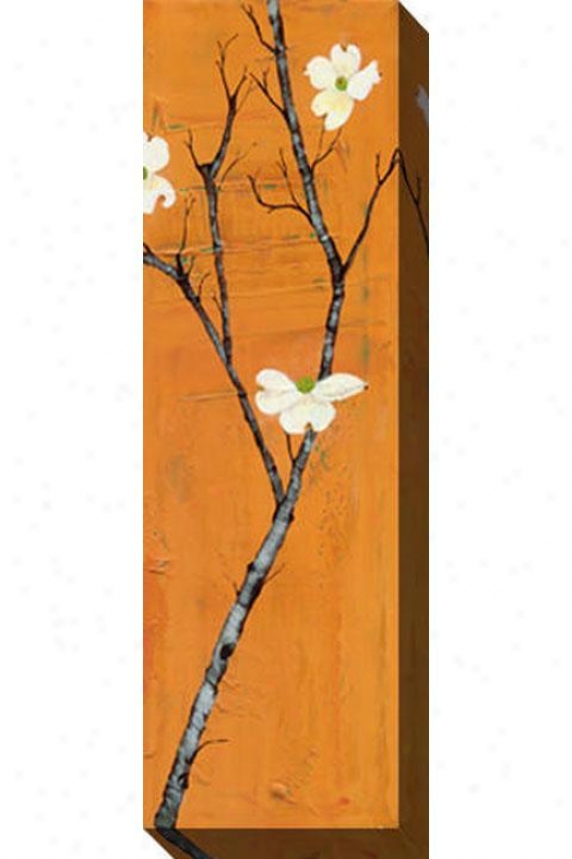 "dogwood On Orange Canvas Wall Art - 48""hx16""w, Orange"