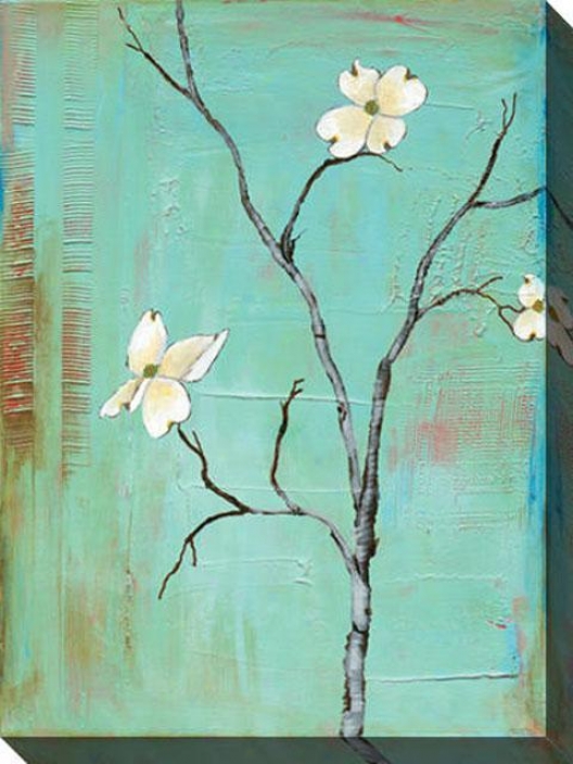 Dogwood On Turquoise I Canvas Wall Art - I, Turquoise