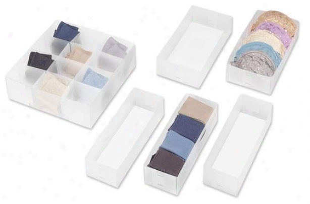 Drawer Organizer - Set Of 6 - Set Of Six, White