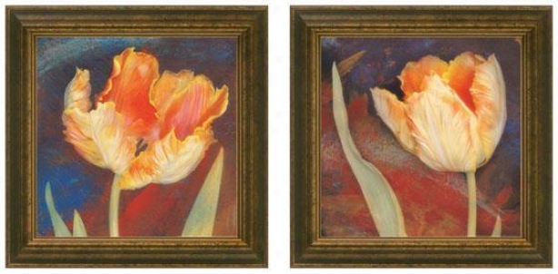 Dusk Tulip Framed Wall Art - Set Of 2 - Set Of Two, Blue