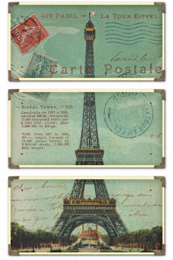 "eiffel Tower Carte Post Wall Trade - 36""h X 23""w, Blue"