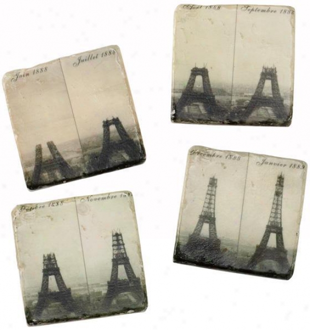 Eiffel Tlwer Coasters - Set Of 4 - Set Of 4, Black