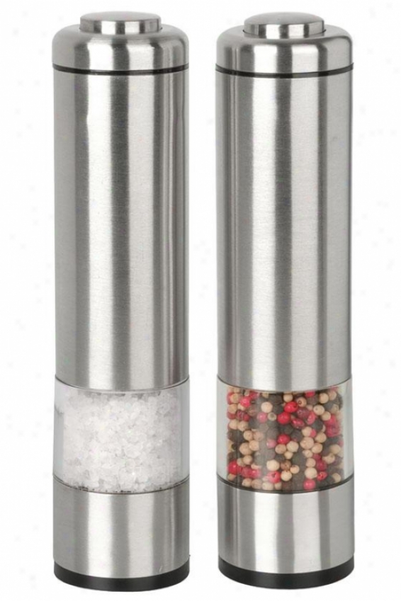 Elecctric Peppermill Set - 8.38hx2wx2d, Silver