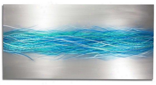 "electric Storm Wall Sculpture - 48""hx24""wx1""d, Blue Silver"