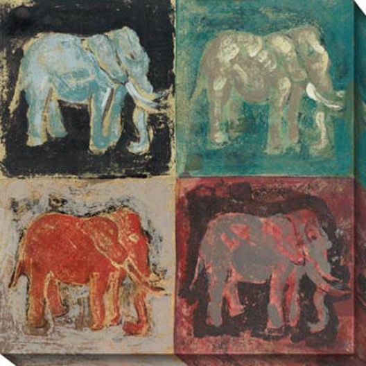 "elephant Canvas Wall Art - 40""hx40""w,, Multi"