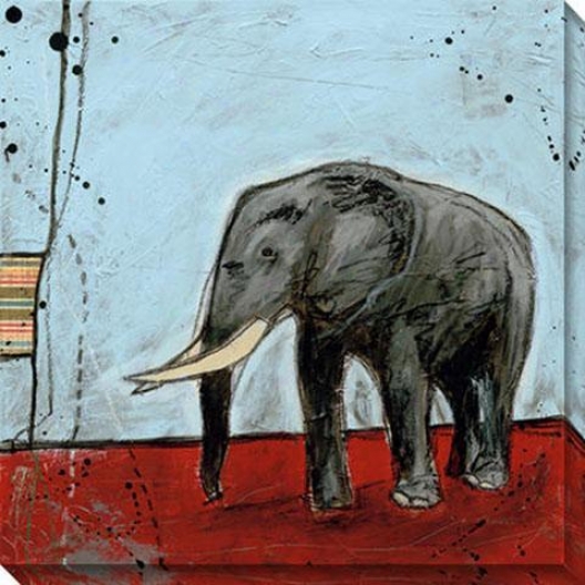 "elephnat Canvas Wall Art I - 40""gx40""w, Blue"