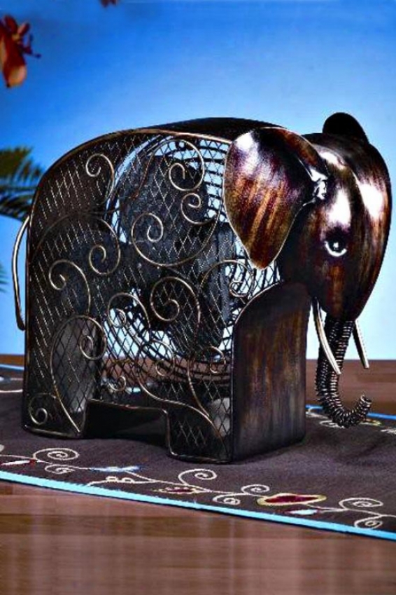 "elephant Figurinne Fan - 13h X 8.25""d, Bronze"