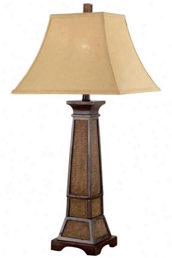 "ellis Table Lamp - 32""hx15""d, Wthrd Teak Rttn"