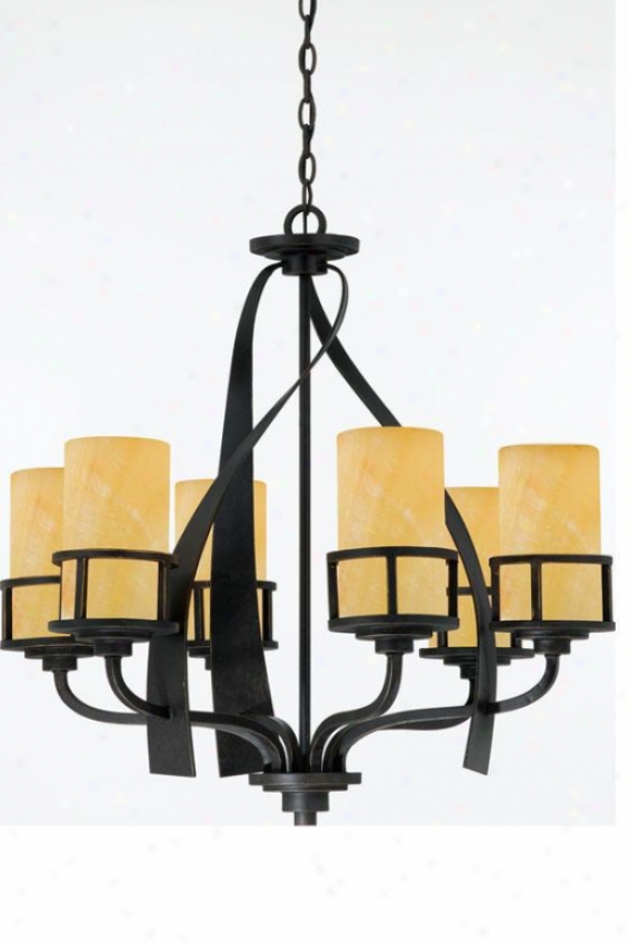 Evan 6-light Chandelier - 6-light, Gold Bronze