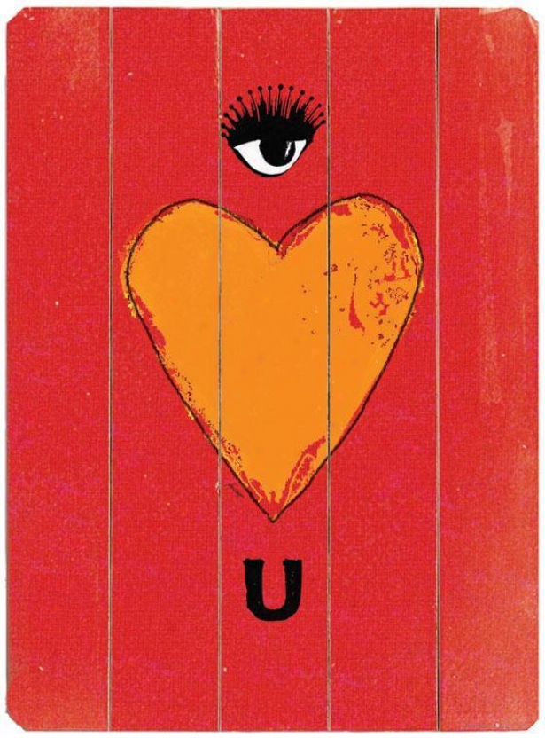 "eye Heart U  Awkward Sign - 20""hx14""w, Red"