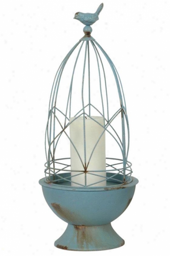 "faded Blue Wire Cage Candleholder - 18.5""h X 8""d, Faded Blue"