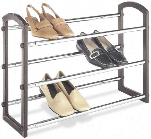 "faux Leather Expandable Shoe Rack - 18""hx26""w, Brown"