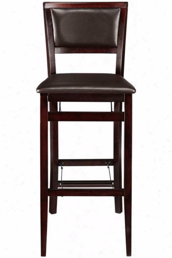 Faux Leather Foldable Bar Stool - Bar Height, Brown