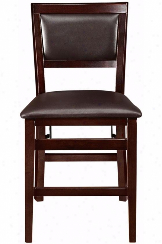 Faux Leather Foldable Chair - Chair Height, Brown