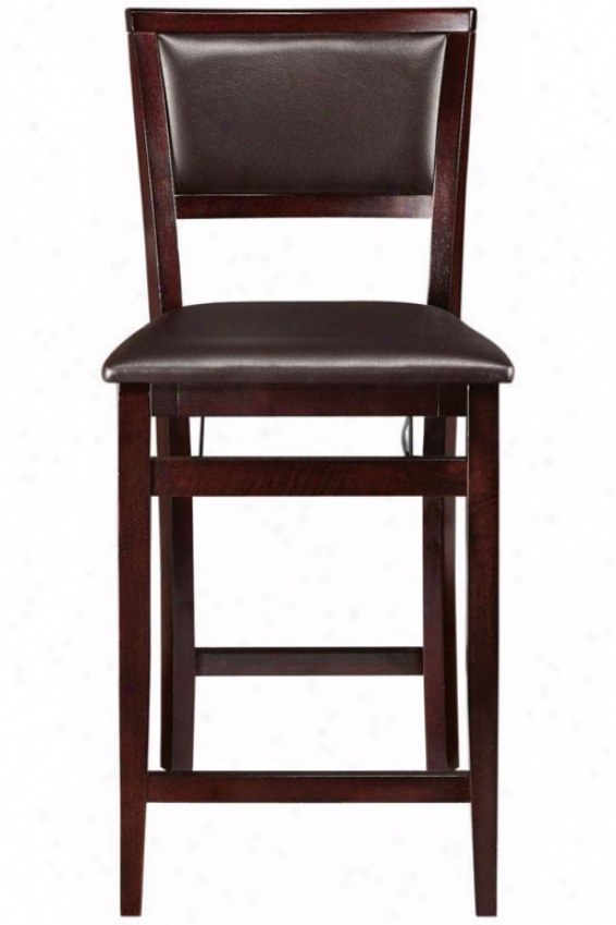 Faux Leather Foldable Counter Stool - Counter Height, Brown