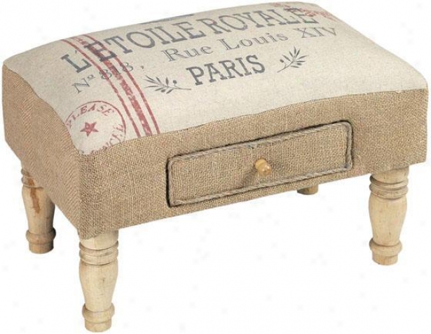 "feedsack Foot Stool - 10""hx16""w, Ivory"