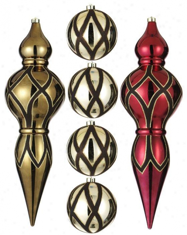 Finial And Ball Ornament Set - 20.5hx6.75wx24., Multi