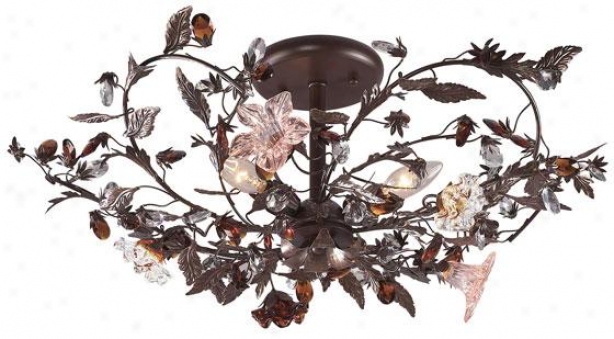 "fiore Di Vetro 12""h Semi-flush Mount - 3-light/b, Deep Rust"