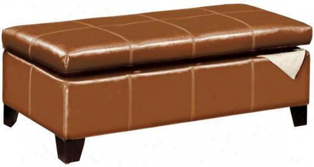 "firenze 48"""w Leather Lift-too Storage Bench - 48""w, Brown"