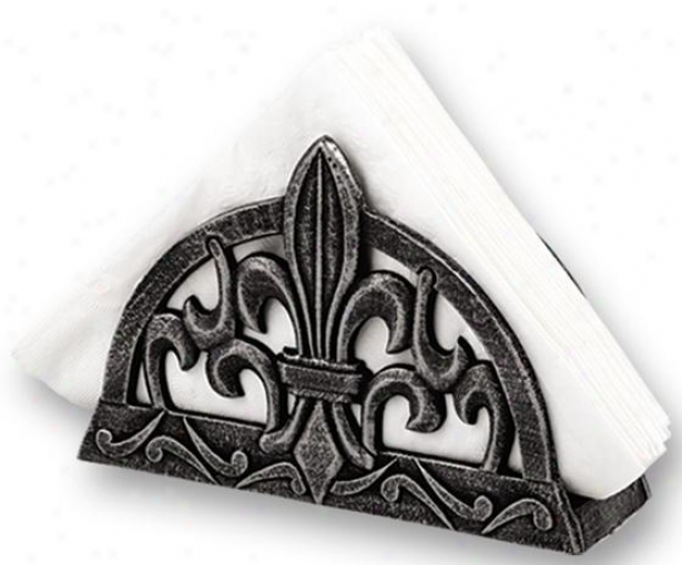 "fleur De Lis Napkin Holderr - 7.25""wx2.25""d, Pewter"