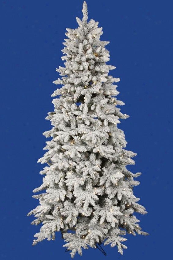 "flocked Olympia Led Fir Tree - 90""hx48""w, White"