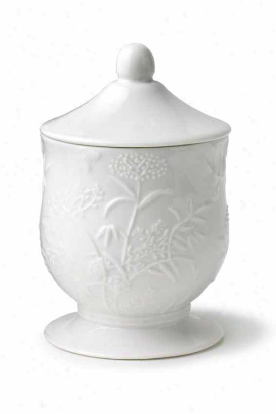 Floral Butterfly Cotton Jar - Cotton Jar, White Porcelain