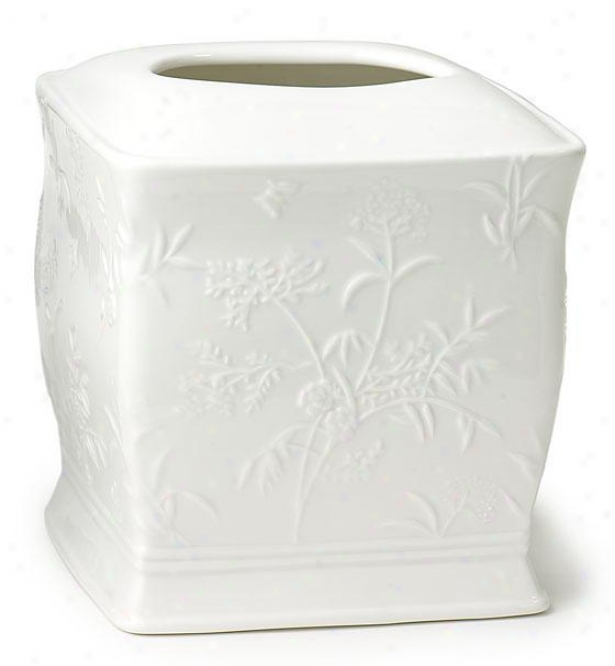 Floral Butterfly Tissue Holder - Tissue Holder, White Porcelain