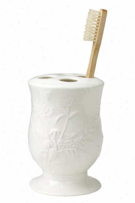 Floral Butterfly Toothbrush Holder - Toothbrush Hldr, Whute Porcelain