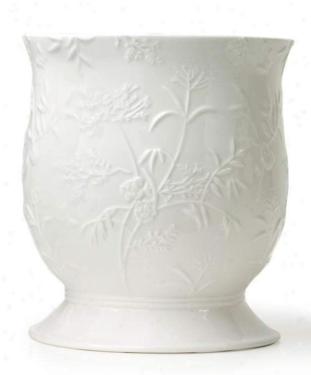 Floral Butterfly Waste Bin - Consume  Bin, White Porceelain