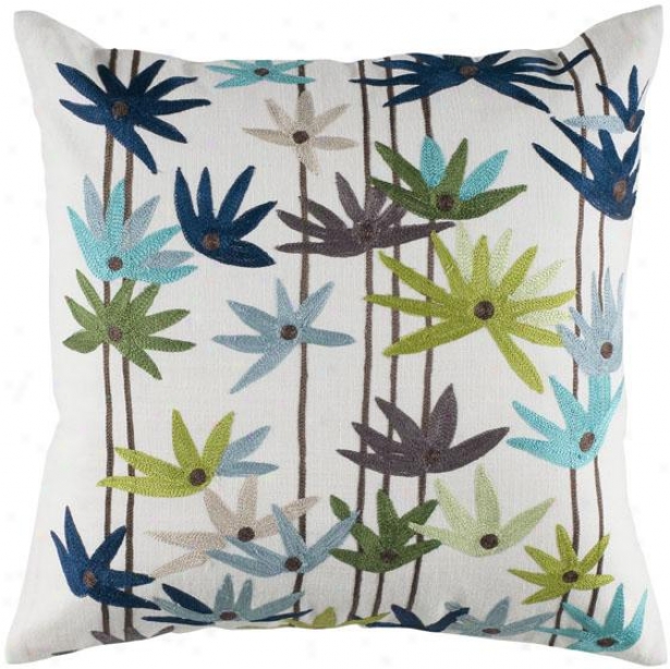 "floral Frenzy Pillow - 18"" Square, Blue"