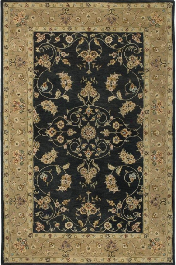 "floral Ispaghan Superficial contents Rug - 3'6""x5', Black"