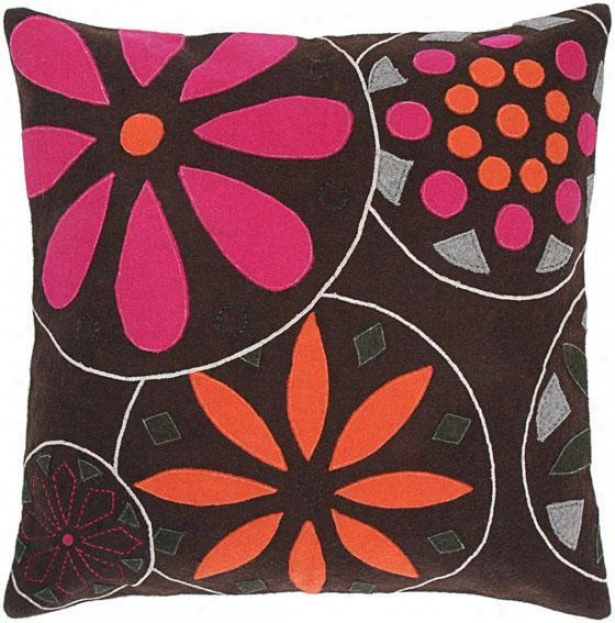 "florette Pillow - 18""x18"", Brown"