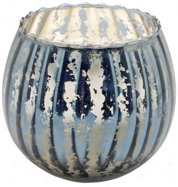 "fluted Mercury Bowl Candle - 4.5""h, Slate Blue