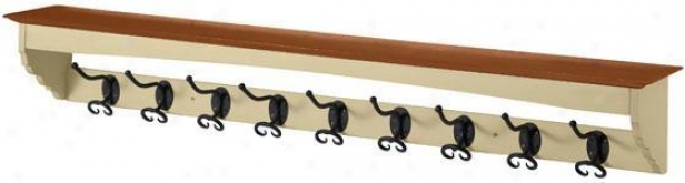 French Country Coat Rack - 9-hook, Ivory