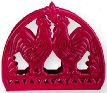 "french Country Rooster Napkin Holder - 6""hx5""wx2""d, Red"