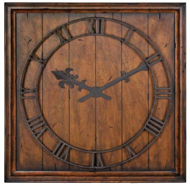 "garrison Rustic Wall Clock - 32 X 32 X 3""d, Honey Pecan"