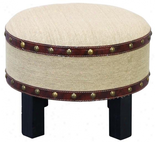 "gavin Ottoman Stool - 12""hx16""diametr, Canvas"