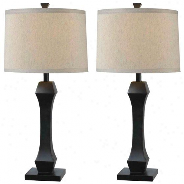 "gemini Table Lamp - Set Of 2 - 29hx14""w Set/2, Oil Rub Bronze"