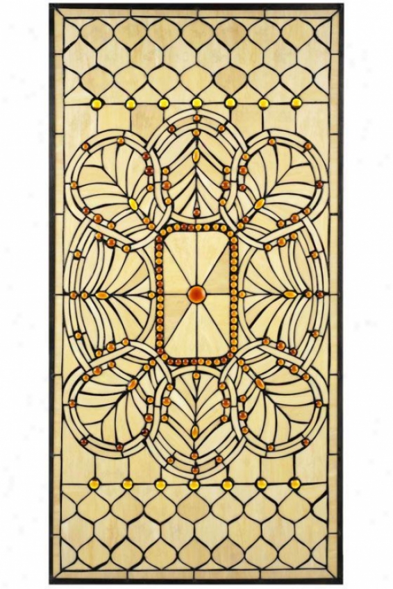 "geneva Stained Art Glass Window Panel Large Rectangle - 40""hx20""w, Copper"