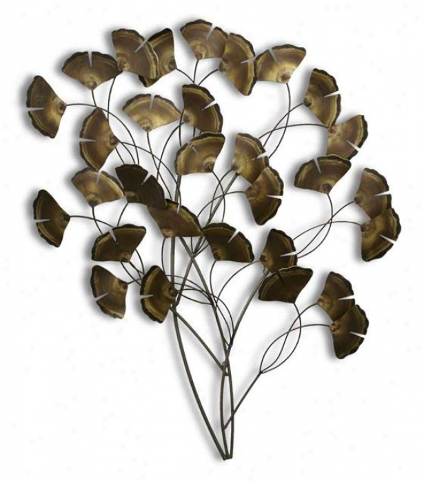 Ginkgo Tree Wall Sculpture - 39bx42wx5d, Gray