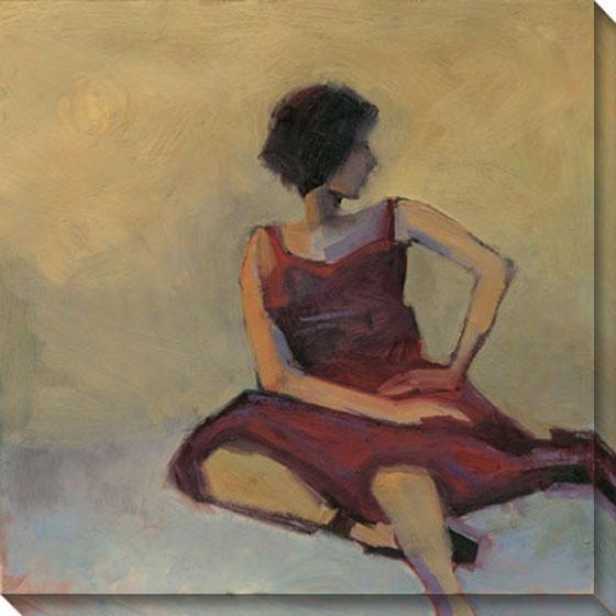 "girl In Red Dress Canvas Wall Art - 40""hx40""w, Green"