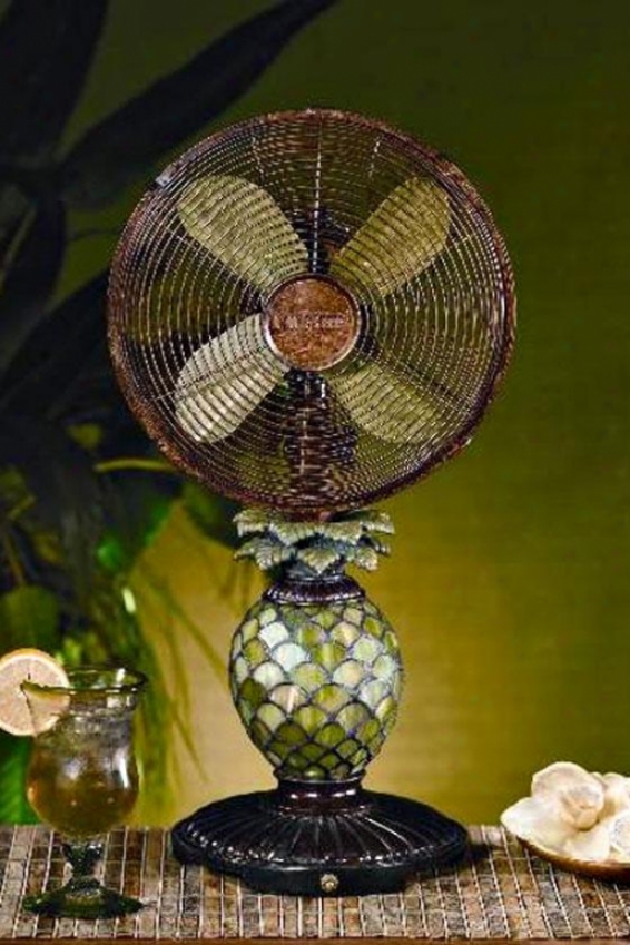 "glass Pineapple Index Top Fan - 23h X 10""d, Green"