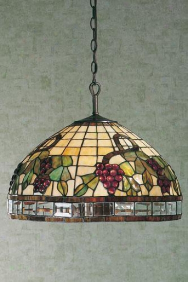 Grape Vineyards Ceiling Fixture - Five-light, Green Iron