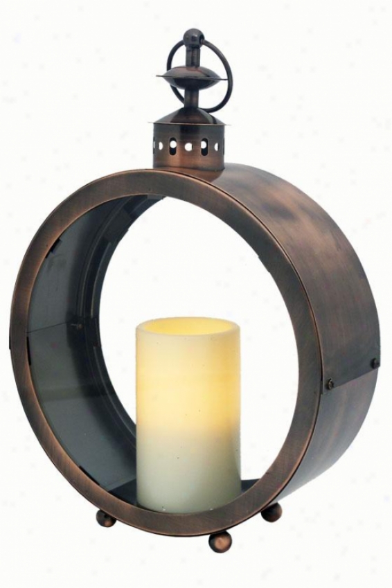 Greenwich Flameless Taper Lantern - 14h X 10w X 3.5, Oil Rub Bronze