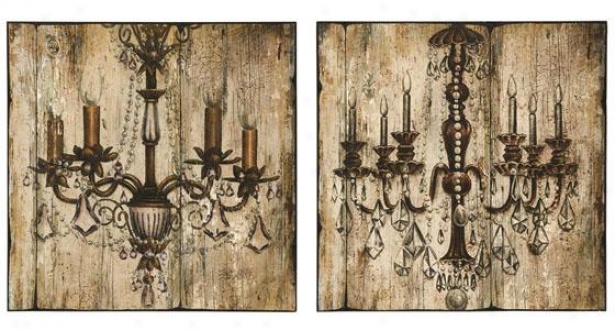 Gustav Chandelier Wall Decor - Set Of 2 - Set Of Two, Beige