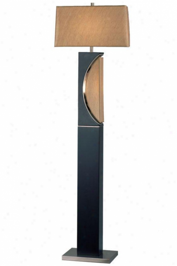 "half Moon Floor Lamp - 62""h, Dk Brw/brs Nckl"