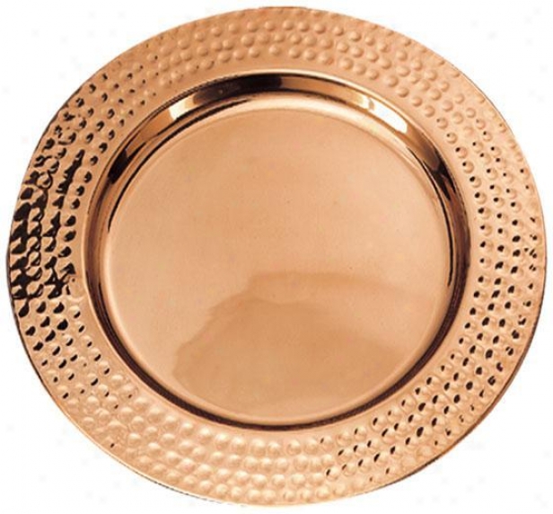 Hammered Border Charger Plates - Set Of 6 - Set Of 6, Copper