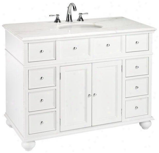 "hampton Bay 44""w Single Bathroom Vanity With White Granite Top - White Granite, Happy"