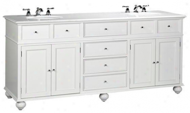 Hamptoon Bay Double Bathroom Vanity With White Granite Top - Pale Granite, White