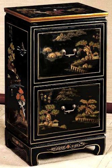 Hand-painted Milieu 2-drawer File Cabinet - Two-drawer, Black